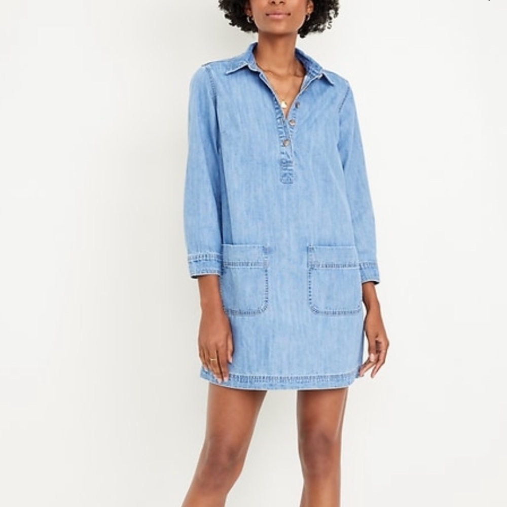 Old Navy Denim Popover Shirt Dress XL